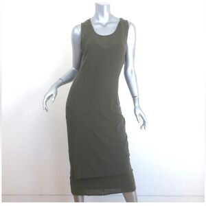 Proenza Schouler Sleeveless Layered Midi Dress Olive Cotton Jersey